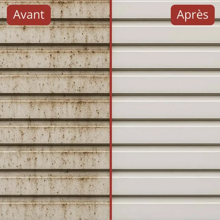 Avant/Après : nettoyage de bardage métallique par drone, dépôts et pollution supprimés