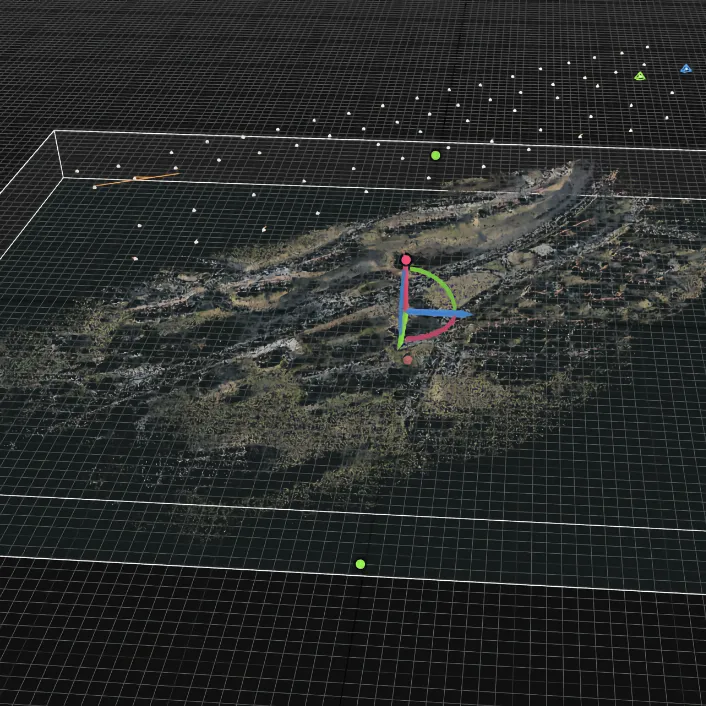 Nuage de points densifié d’un quartier résidentiel généré par photogrammétrie drone